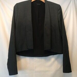 NWOT Elie Tahari Gray Ombre Open Front Cropped Wool Blend Blazer Jacket size 6